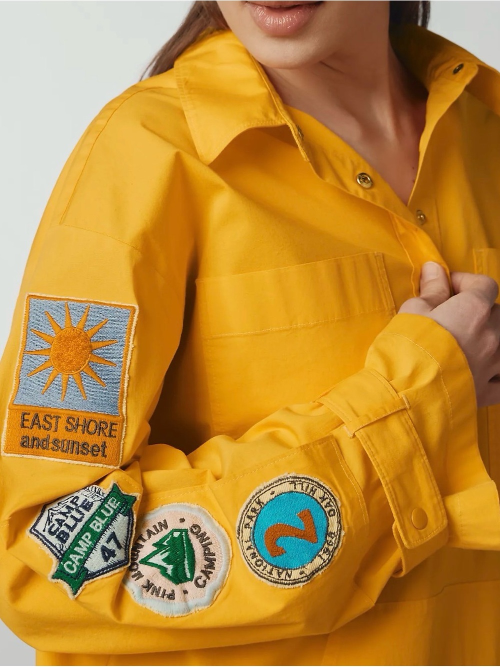 Maeve Yellow Patch-Embroidered Pullover Jacket - Picture 2 of 7